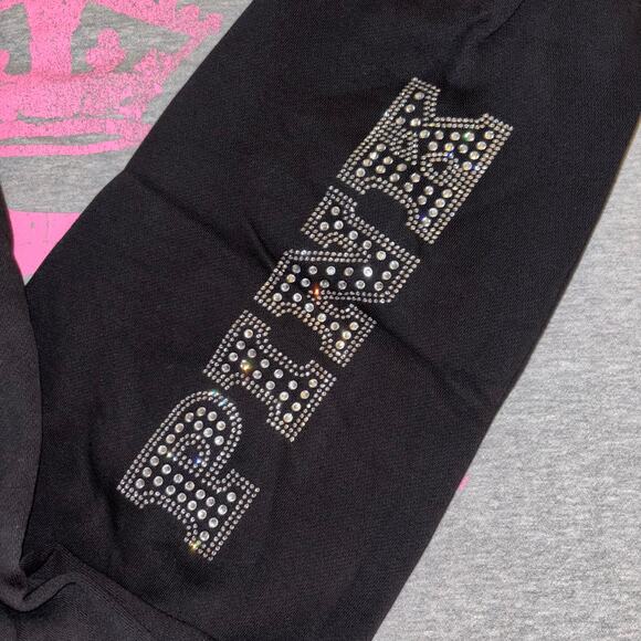 Victoria’s Secret PINK Pure Black Bling Limited Edition Fleece Sweatpants - SM - Picture 4 of 7